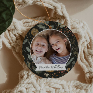 Ornamento De Cerâmica Foto Personalizada Botânica Dupla Face