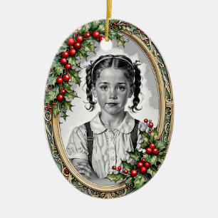 Ornamento De Cerâmica Foto personalizada, com dois lados, de Natal