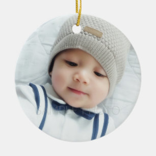 Ornamento De Cerâmica Foto personalizada com monograma