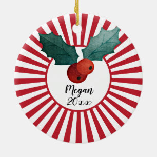 Ornamento De Cerâmica Foto Personalizada com Nome Natal
