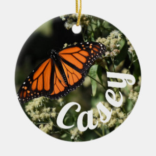 Ornamento De Cerâmica Foto personalizada da borboleta laranja monarca