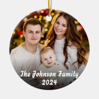 Ornamento De Cerâmica Foto personalizada da família Natal