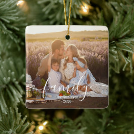 Ornamento De Cerâmica Foto Personalizada da Família - Sobrenome Personal