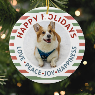Ornamento De Cerâmica Foto personalizada de animais felizes