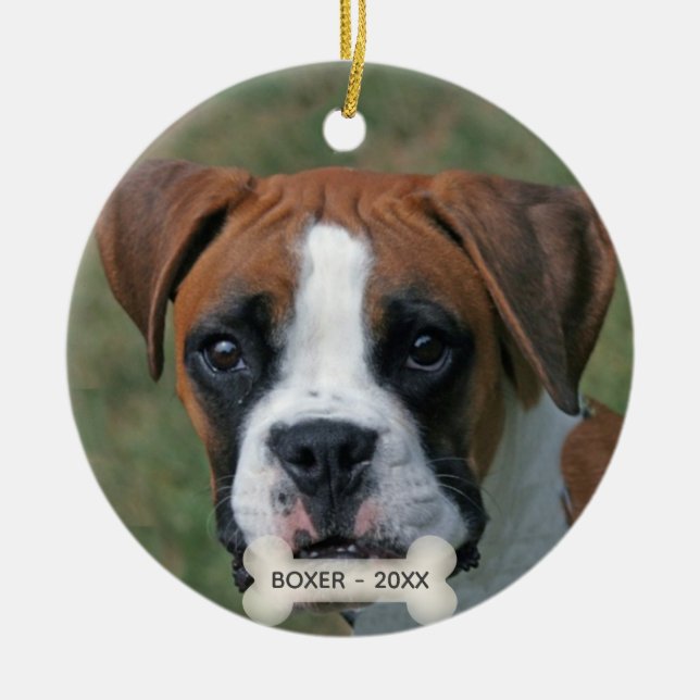 Ornamento De Cerâmica Foto personalizada de Boxer (Frente)