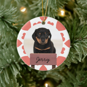 Ornamento De Cerâmica Foto personalizada de cachorro de natal de amor si