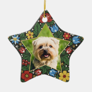 Ornamento De Cerâmica Foto Personalizada de Cachorro Estrela Folclórica