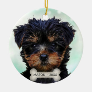 Ornamento De Cerâmica Foto personalizada de cachorro filhote Yorkshire T