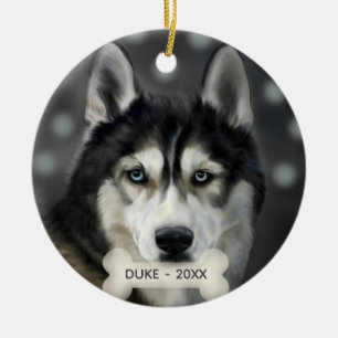 Ornamento De Cerâmica Foto personalizada de cachorro Husky