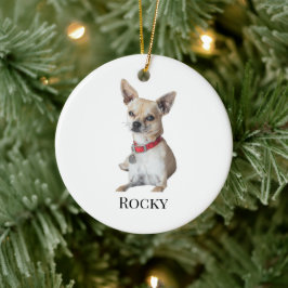 Ornamento De Cerâmica Foto Personalizada de Cachorro | Nome do Pet Perso