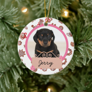 Ornamento De Cerâmica Foto personalizada de cão de Natal branco