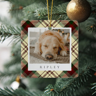 Ornamento De Cerâmica Foto personalizada de cão de Xadrez clássico