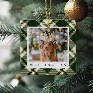 Ornamento De Cerâmica Foto personalizada de cão de Xadrez clássico