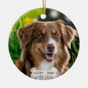 Ornamento De Cerâmica Foto personalizada de cão pastor marrom