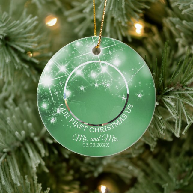 Ornamento De Cerâmica Foto personalizada de casamento (Árvore)