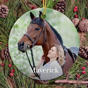 Ornamento De Cerâmica Foto Personalizada de Cavalo Presente para Amante