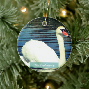 Ornamento De Cerâmica Foto personalizada de cisne customizada