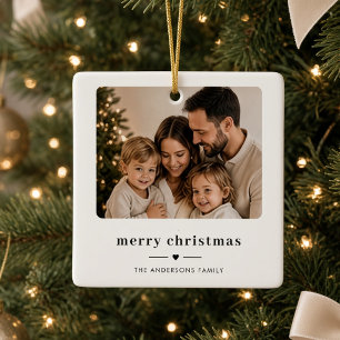 Ornamento De Cerâmica Foto Personalizada de Família Feliz Natal