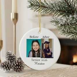 Ornamento De Cerâmica Foto personalizada de formatura antes e depois