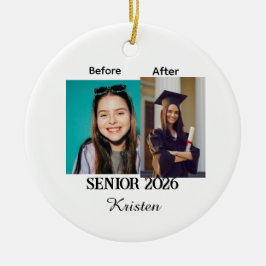 Ornamento De Cerâmica Foto personalizada de formatura antes e depois