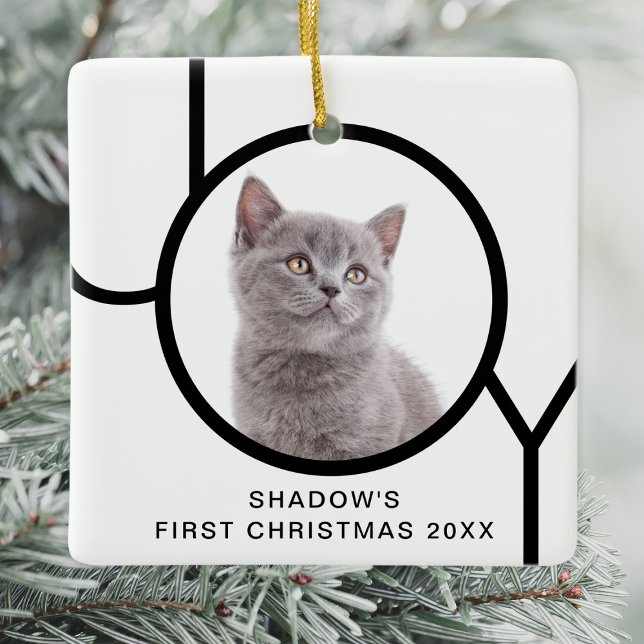 Ornamento De Cerâmica Foto Personalizada De Gatinho Gato Gato De Feliz D (Criador carregado)