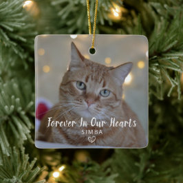 Ornamento De Cerâmica Foto Personalizada de Gato Memorial de Natal