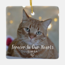 Ornamento De Cerâmica Foto Personalizada de Gato Memorial de Natal