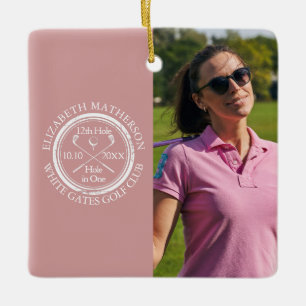 Ornamento De Cerâmica Foto Personalizada de Golfe Buraco em Um Golfista 