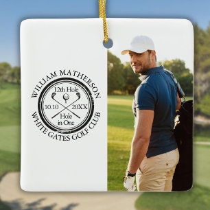 Ornamento De Cerâmica Foto Personalizada de Golfe Buraco em Um Golfista