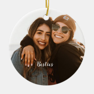 Ornamento De Cerâmica Foto Personalizada de Melhores Besties para Amigos