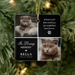 Ornamento De Cerâmica Foto personalizada de memorial de gato moderno