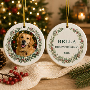 Ornamento De Cerâmica Foto Personalizada de Natal de Cachorro Pet