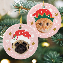 Ornamento De Cerâmica Foto personalizada de Natal Papais noeis bonitos E