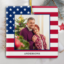 Foto personalizada de Natal Patriótica EUA Bandeir