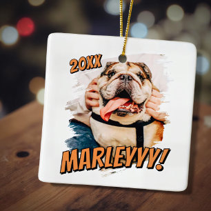 Ornamento De Cerâmica Foto personalizada de Pet personalizada do Modern 