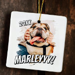 Ornamento De Cerâmica Foto personalizada de Pet personalizada do Modern<br><div class="desc">Este design simples e clássico é composto por tipografia serif e adiciona uma foto personalizada do seu animal de estimação.</div>