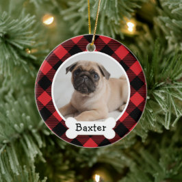 Ornamento De Cerâmica Foto Personalizada De Pet Puppy Dog Da Xadrez De B