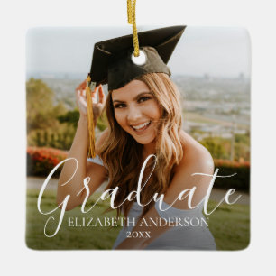 Ornamento De Cerâmica Foto personalizada de script do Formando 2025