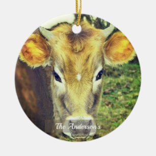 Ornamento De Cerâmica Foto personalizada de vaca customizada