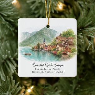 Ornamento De Cerâmica Foto Personalizada de Viagem para Hallstatt Áustri