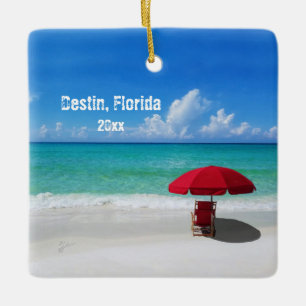 Ornamento De Cerâmica Foto personalizada Destin Beach Umbrellas