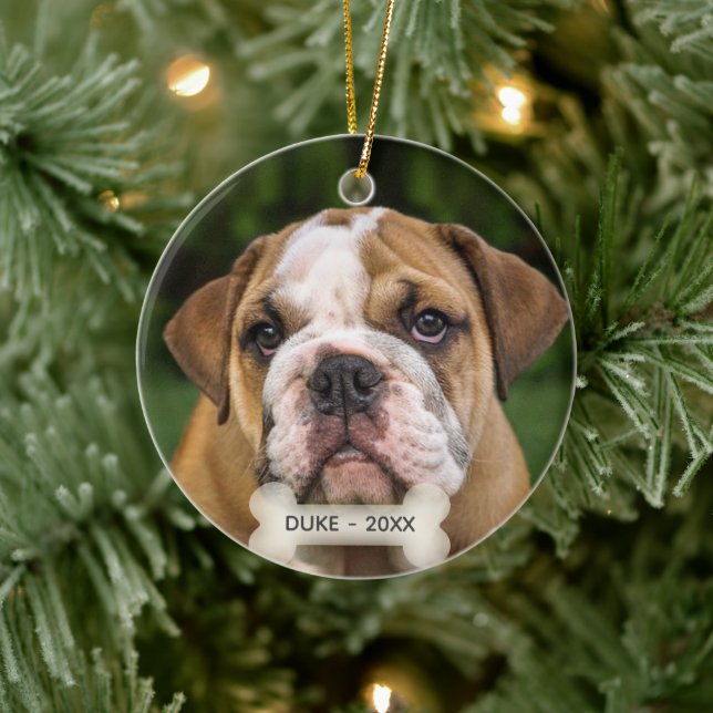Ornamento De Cerâmica Foto personalizada do Bulldog Inglês (Árvore)