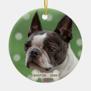 Ornamento De Cerâmica Foto personalizada do cão Boston Terrier