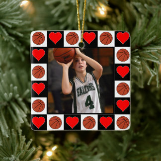 Ornamento De Cerâmica Foto personalizada do jogador de basquetebol