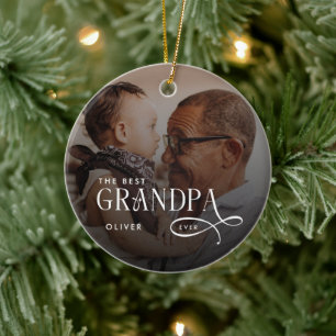 Ornamento De Cerâmica Foto Personalizada do Melhor Avô Moderno