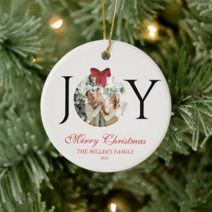ORNAMENTO DE CERÂMICA FOTO PERSONALIZADA DO NATAL DE JOY MERRY