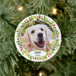 Ornamento De Cerâmica Foto Personalizada do Pet Fofinho no 1º Natal em F