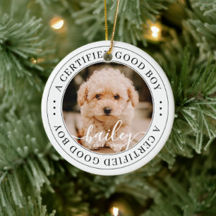 Ornamento De Cerâmica Foto Personalizada Do Pet Memorial Certified Good
