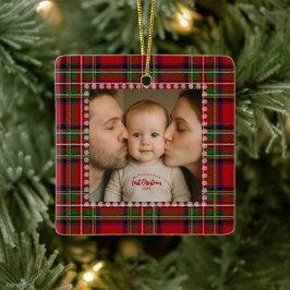 Ornamento De Cerâmica Foto Personalizada do Primeiro Natal 