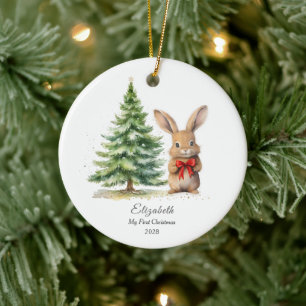 Ornamento De Cerâmica Foto personalizada do primeiro Natal do bebê